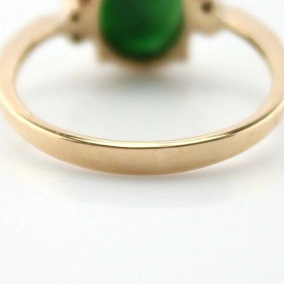 VINTAGE 18K YELLOW GOLD JADE & .04 CTW DIAMOND COCKTAIL RING SIZE 6- #3582-1 - Picture 5 of 10